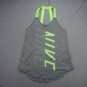 Nike Tank Top Womens XS Gray Neon Yellow Dri Fit Strappy Athletic Workout